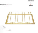Wine Glass Rack - Under Cabinet Stemware Wine Glass Holder Glasses Storage Hanger 2 Pack Metal Organizer for Bar Kitchen 4 Rows Gold by CozyNest Decor