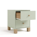 Storkcraft California 2 Drawer Nightstand (Sage with Driftwood) - GREENGUARD Gold Certified Nightstand for Kids Bedroom, Premium Wood Storage with Elegant, Iconic Block Feet by TinyTreasures Baby Boutique