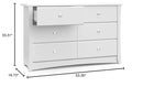 Storkcraft Crescent 6 Drawer Double Dresser (White) – GREENGUARD Gold Certified, Nursery Dresser for Kids Bedroom by TinyTreasures Baby Boutique