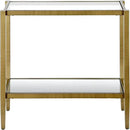 Henn&Hart 24" Wide Rectangular Side Table with Glass Shelf in Antique Brass, Table for Living Room, Bedroom by CozyNest Decor