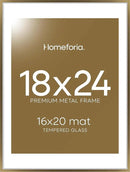 Homeforia Picture 18x24 Bronze Frame, High End Metal 18x24 Brass Poster Frames with Mat 16x20 for Photo, 18 x 24 Frame Matted to 16 x 20 Print, 24x18 Hanging Frames, Tempered Glass, Wall Kit, Set of 1 by CozyNest Decor