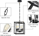Lantern Pendant Light, 4-Light Black Chandelier,Modernized Ceiling Hanging Light Fixture for Bedroom Kitchen Island Foyer Living Room Dining Room Hallway by CozyNest Decor