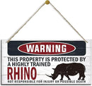 Warning Sign, Bhino Warning Wood Plaque Sign, Funny Door Signs, Decorative Wood Hanging Suspension Plaque, Farmhouse Wooden Wall Decor, Outdoor Hanging Wooden Signs by CozyNest Decor
