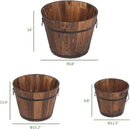 3 Pcs Wooden Planter Barrel Set, Outdoor Flower Pots with Handle & Drainage Holes, Rustic Whiskey Barrel Planter for Plants, Herbs, Veggies, Indoor Outdoor Use by GreenHaven Gardens