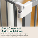 Cumbor 29.7-46" Baby Gate for Stairs, Gifts for Mom-Auto Close Dog Gate for The House, Easy Install Pressure Mounted Pet Gates for Doorways, Easy Walk Thru Wide Safety Gate for Dog, Gray by TinyTreasures Baby Boutique