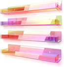 4 Pack 15 Inch Iridescent Acrylic Shelves, Clear Rainbow Floating Shelves for Wall, Modern Sunglasses Essential Oil Picture Ledge Display Toy Storage Wall Shelf by TinyTreasures Baby Boutique
