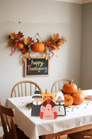 Amorita Fall Thanksgiving Decorations Wooden Turkey Pilgrim Couple Table Sign 3 Pcs Fall Thanksgiving Decor Standing Tabletop Sign Decor for Autumn Harvest - W by CozyNest Decor