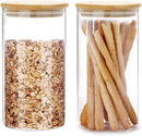 SIXAQUAE Glass Food Storage Containers Jar Seal Bamboo Lids 2 Packs 1200ml Airtight Canister Organization Sets Stackable by CozyNest Decor