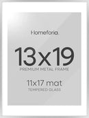 Homeforia 13 x 19 Frame Silver, High End Metal 13 x 19 Picture Frames with Mat 11 by 17 Photo, 13x19 Silver Poster Frame Matted to 11x17 Print, 19x13 Hanging Frames, Tempered Glass, Wall Kit, Set of 1 by CozyNest Decor