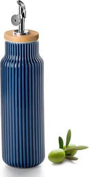Nucookery Ceramic Olive Oil Dispenser Bottle for Kitchen, 14 oz Opaque Vinegar Dispenser Bottle, Large Capacity Cooking Oil Container for Storage Vinegar, Soy Sauce, Coffee Syrup, Blue by CozyNest Decor