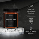 1OAK Black Musk Amber Candle - Soy Wax Scented Candle for Men - 7oz, Long Burning, Masculine - Premium Gift Option by CozyNest Decor