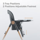 6 in 1 Convertible High Chairs for Babies and Toddlers,Portable High Chair with Dishwasher Tray and 4 Wheel,Booster Seat for Dining Table,Foldable Toddle and Baby Feeding Highchair (Gold-Grey) by TinyTreasures Baby Boutique