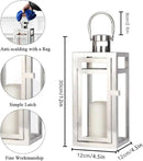 TRIROCKS Set of 2 Stainless Steel Decorative Lantern 12'' High Metal Hanging Lantern with Clear Glass Panels Perfect for Home Decor Living Room Parties Events Tabletop Indoors Outdoors (Silver) by CozyNest Decor