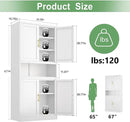 Tall Pantry Cabinet 67" H Metal Cabinet with 4 Doors, Bathroom Cabinets, 3 Adjustable Shelves for Kitchen, Home Office, Living Room, Dinning Room by CozyNest Decor