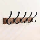 17.3" Small Wooden Coat Rack Wall Mount with 5 Hooks, Entryway Wall Hooks Coat Hanger for Hanging Towel Jacket Clothes Hat Backpack Shoe Purse Key Holder Multi Hook Rail by Black Walnut Wood by CozyNest Decor
