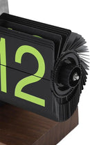 Flip Desk Clock, Retro Vintage Flip Desk Table Clock, Digital Sided Large Numbers Mechanical Flip Clock Wood Base for Living Room, Study Room and Office（Frosted Black） by CozyNest Decor
