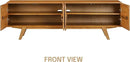 NTC Sapa Mid-Century Modern Solid Wood TV Stand 4-Door Media Console with Carved Geometric Fronts for TVs up to 75", Effortless Assembly, Teak Look by CozyNest Decor