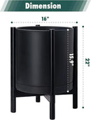 D'vine Dev Planter Pot with Stand - 16 Inch Plastic Cylinder Flower Pot with Wood Planter Holder for Indoor, Matte Black Pot + Ebony Stand, 55-C-Z-2 by GreenHaven Gardens