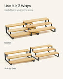 SONGMICS Display Risers, Set of 2 Engineered Wood Perfume Organizer Stand, 3-Tier Cupcake Stand Holder, Spice Rack, Shelf Risers for Figures, Dessert Shelves, Natural Beige and Ink Black UKCS016N01 by CozyNest Decor