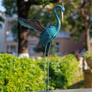 44'' Blue Heron Garden Statue, Large Crane Outdoor Statue, Crane Metal Yard Art for Outside Backyard, Pond, Patio, Lawn Decor by GreenHaven Gardens