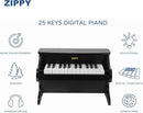 ZIPPY Kids Piano Keyboard, 25 Keys Digital Piano for Kids, Mini Music Educational Instrument Toy, Wood Toy for Toddlers Girls Boys (Black) by TinyTreasures Baby Boutique