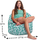 Posh Creations Structured Comfy Bean Bag Chair for Gaming, Reading, and Watching TV, Sonoma Lounge, Canvas - Roses Mint by TinyTreasures Baby Boutique