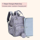 BabbleRoo Diaper Bag Backpack - Baby Essentials, Travel Essentials Baby Bag with Changing Pad, Stroller Straps & Pacifier Case - Unisex, Gray Swirls by TinyTreasures Baby Boutique
