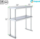 AmGood Double OverShelf Stainless Steel NSF - Many (30" Long x 12" Deep) by CozyNest Decor