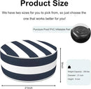 Inflatable Ottoman Stool D21 xH9 for Outdoor/Indoor Use, Water Repellent Patio Foot Rest Stool with Portable Handle,Round Pouf Ottoman Suitable for Garden,Deck and Camping - Cabana Navy by CozyNest Decor