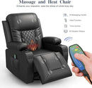 Recliner Chairs for Adults, FSC Certified Massage Rocker with Heated Modern Ergonomic Lounge 360 Degree Swivel Single Sofa Seat Living Room Lounge Recliners Black by CozyNest Decor