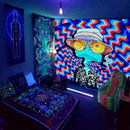 ADDWel Blacklight Frog Tapestry, Hippie Alien Tapestry Glow In The Dark, UV Reactive Black Light Upright Posters Wall Hanging for Bedroom Dorm Living Room Backdrop Decor by CozyNest Decor