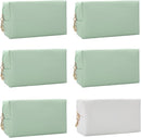 Bridesmaid Proposal Gifts Letter Cosmetic makeup bag bulk for Wedding Party Favors Bachelorette party decorations Toiletry Organizer Bag Makeup Case Gift (6, White&sage green) by TinyTreasures Baby Boutique