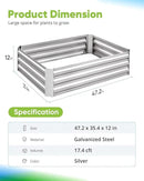 Quictent Galvanized Raised Garden Bed 4x3x1 Ft Metal Planter Box for Vegetables Bottomless for Backyard, Include 1 Tomato Cage, Silver by GreenHaven Gardens