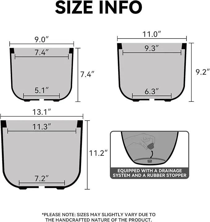 Kante Round Concrete Planter, 11 Inch Dia Classic Style Large Plant Pot with Drainage Hole for Indoor & Outdoor Plants, Ideal for Home, Patio, Garden, White, photo 2 of 4
