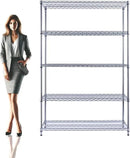 48"x18"x72" Chrome 5-Tier PREMIUM Wire Shelving NSF 4000 LBS MAX CAPACITY Heavy Duty Steel Storage Rack for Warehouses, Garages, Hospitals, Commercial Spaces, & Schools w/PREMIUM WHEELS by CozyNest Decor