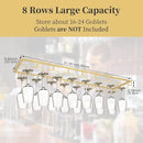 Xverycan Wine Glass Rack Under Cabinet, 8 Row Extreme Large Stemware Hanger, Metal Wine Goblet Holder, DIY Bar Glass Storage Rack for Bar Counter, Kitchen, Screws Included (Gold) by CozyNest Decor