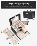 Vlando Jewelry Box Organizer for Girls Women, Large Baroque Jewelry Holder Organizer with Mirror, 3 Drawers for Bracelets, Earrings, Rings, Necklaces, Mothers Day Gifts for Loved One, Black by TinyTreasures Baby Boutique