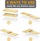 SpaceAid Cabinet Shelf Organizers 2 Pack, Kitchen Counter Rack Shelves Riser, Stackable Expandable Spice Rack, Pantry Cupboard Storage Organization (White and Natural, Long) by CozyNest Decor
