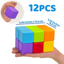 Magnetic Building Blocks Large, 1.65 inch Magnetic Stacking Cubes for Toddlers, Sensory & Montessori Toys for Boys & Girls 1 2 3 Years Old (12 PCS) by TinyTreasures Baby Boutique