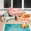 Personalized Baby Name Basket, Custom Woven Baby Shower Gift Basket with Cotton Rope Handle Baby Diaper Nursery Shelf Storage Basket Bin for Kids' Bedroom (Style 3) by TinyTreasures Baby Boutique