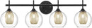 Bathroom Light Fixtures, 4-Light Black and Gold Vanity Lights Over Mirror, 30inch Farmhouse Wall Sconce Lighting with Clear Glass and Honeycomb Metal Shade, AD-22001-4W-BK by CozyNest Decor