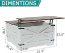 Coffee Table with Storage, Rustic White Square Coffee Tables for Living Room, Lift top Coffee Table with Large Hidden Compartment, Smart Cocktail Tables with Flip Top Lids for Home Office by CozyNest Decor