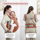 BabbleRoo Grow Carrier – Safety-Certified 6-in-1 Baby Carrier with Hip Seat, Ergonomic & Adjustable Toddler Carrier 7-50 lbs with Hip Support, Hood for Sun Protection, Newborn to Toddler,Kangaroo Rose by TinyTreasures Baby Boutique