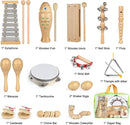 Kids Musical Instruments,100% Natural Wooden Music Percussion Toy Sets, 23 Pcs Tambourine Xylophone Toys for Kids, Girls Boys Preschool Education Early Learning Musical Toys with Bags by TinyTreasures Baby Boutique