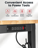 60 Inch Workbench for Garage Adjustable Height Work Bench with Pegboard Power Outlets Rubber Wood Tabletop Work Table for Cutting Wood Woodworking Shop Home Office Electronic by GreenHaven Gardens