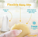 Teetherpop Fillable Silicone Teether for Babies – Breastmilk Popsicle Molds for Teething with Spill-Proof Sippy Slits – Freezable Baby Teethers for Liquids & Purées - Cool Teething Relief (PinkLimon) by TinyTreasures Baby Boutique