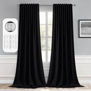 MIULEE 2 Panels Back Tab Blackout Curtains 96 Inch Long for Living Room Bedroom, Halloween Black Rod Pocket/Pinch Pleated Thermal Insulated Room Darkening Light Blocking Floor to Ceiling Curtain/Drape by TinyTreasures Baby Boutique