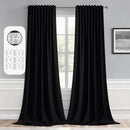 MIULEE Back Tab Blackout Curtains 102 Inch Long 2 Panels Set for Living Room Bedroom, Halloween Black Rod Pocket/Pinch Pleated Thermal Insulated Room Darkening Light Blocking Floor to Ceiling Drapes by TinyTreasures Baby Boutique