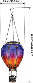 Regal Art & Gift Hot Air Balloon Solar Lantern – Hanging Solar-Powered LED Lights, Waterproof Portable Decorative Outdoor Lamp Made of Metal & Glass for Garden, Patios & Pathway – Purple (Large) by GreenHaven Gardens