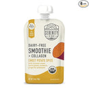 Serenity Kids 6+ Months Dairy-Free Smoothie Baby Food Pouches - USDA Organic, Grass Fed Collagen Protein - 3.5 Oz BPA-Free - Sweet Potato Spice - 6 Count - Smoothie Pouches by TinyTreasures Baby Boutique